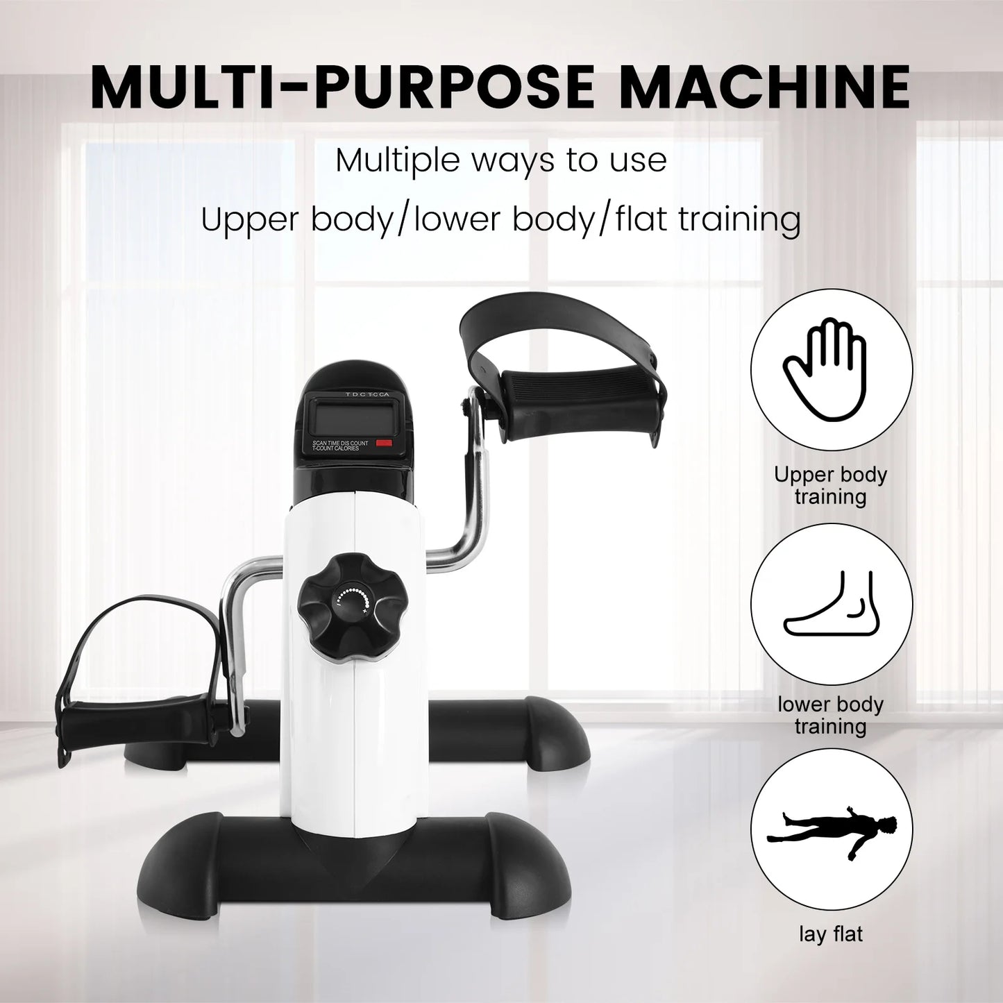 Mini Exercise Bike Multi-Function Stepper Digital Under Desk LCD Screen Display Training Pedal Exerciser Peddler for Leg Arm