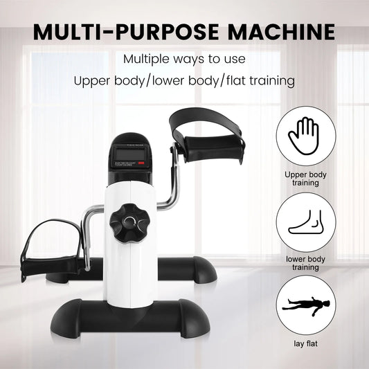 Mini Exercise Bike Multi-Function Stepper Digital Under Desk LCD Screen Display Training Pedal Exerciser Peddler for Leg Arm