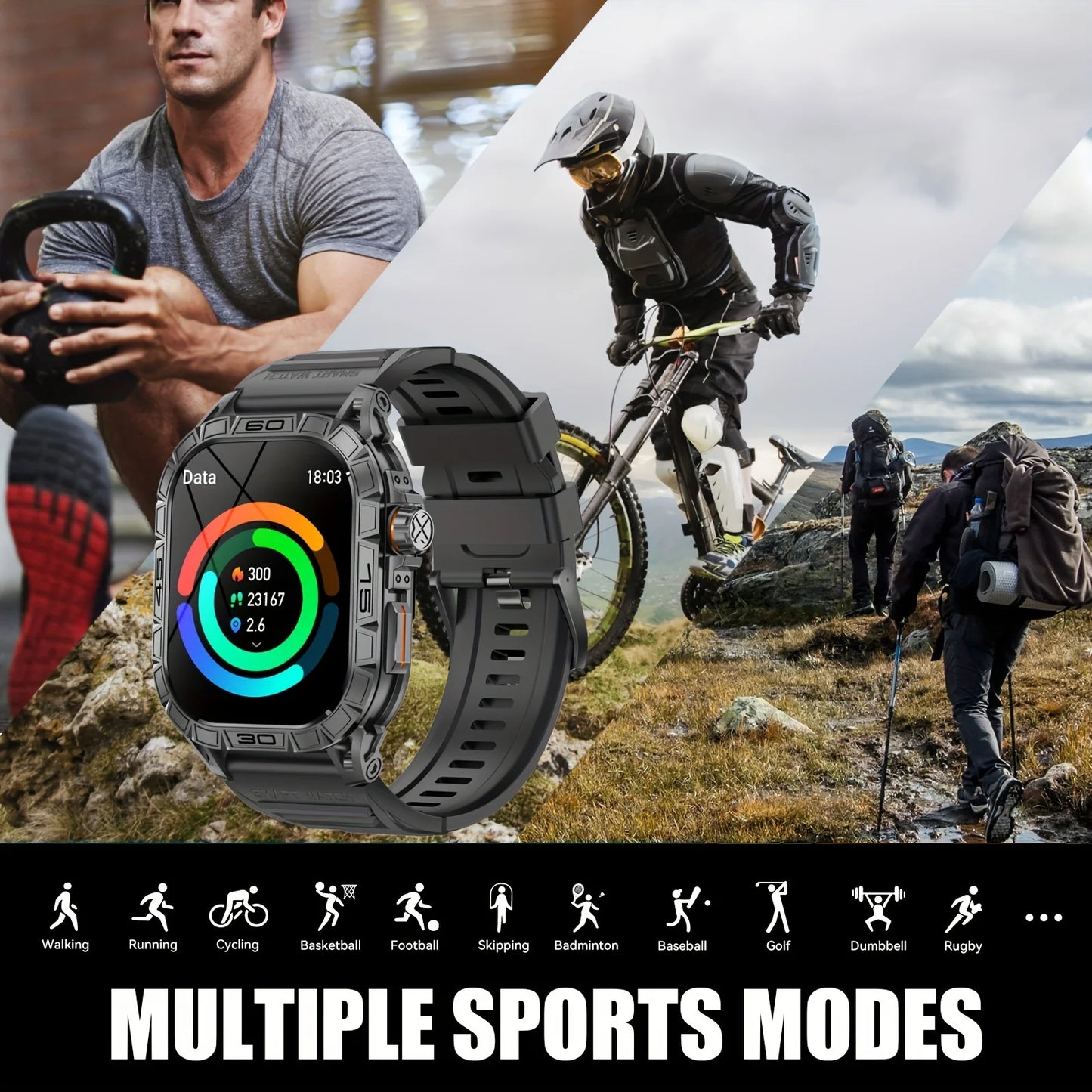 LaNikar K63 Smart Watch IP68 Waterproof Bluetooth Heart Rate Blood Pressure